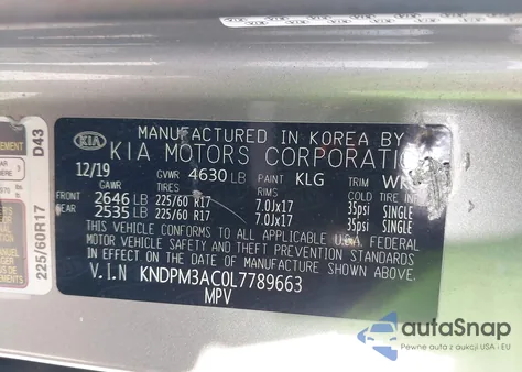 2020 Kia Sportage Lx from USA, damaged, VIN KNDPM3AC0L7789663